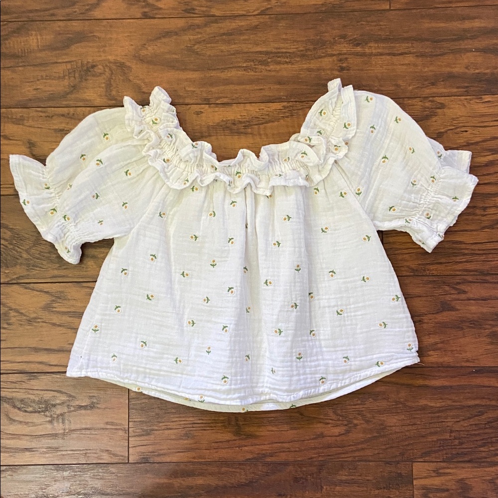 Anthropologie Meadows Daisy Blossom Blouse Ruffles Top Size 0 XS/ S